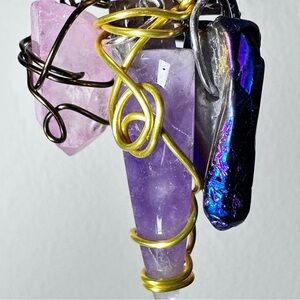 Crystal | BROOCH | Hand Crafted Multicolor Wire-Wrapped Brooch Saftey Pin, OOAK